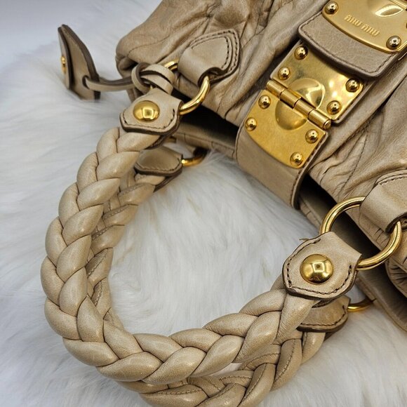 Miu Miu  Matelassé Olive Leather Two-Way Bag - Picture 10 of 17